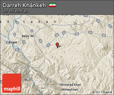 Shaded Relief Map of Darreh Khānkeh