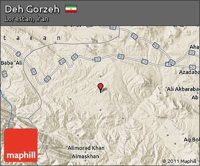 Shaded Relief Map of Deh Gorzeh