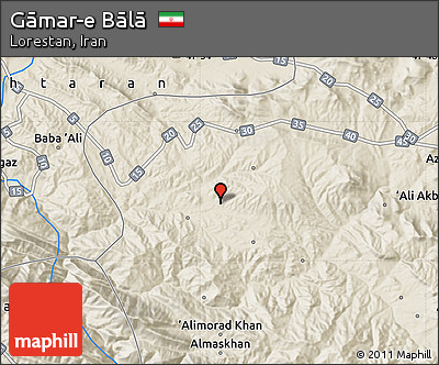 Shaded Relief Map of Gāmar-e Bālā