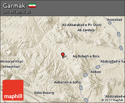 Shaded Relief Map of Garmak