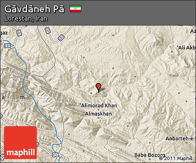 Shaded Relief Map of Gāvdāneh Pā