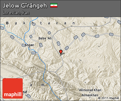 Shaded Relief Map of Jelow Gīrāngeh