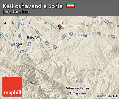 Shaded Relief Map of Kalkoshavand-e Soflá