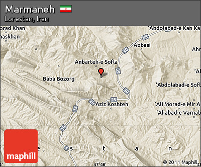 Shaded Relief Map of Marmaneh
