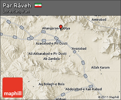 Shaded Relief Map of Par Rāveh
