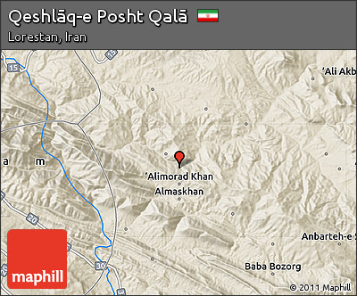 Shaded Relief Map of Qeshlāq-e Posht Qalā