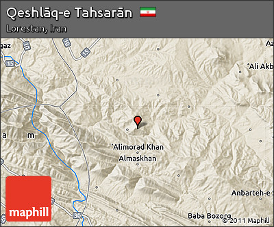 Shaded Relief Map of Qeshlāq-e Tahsarān