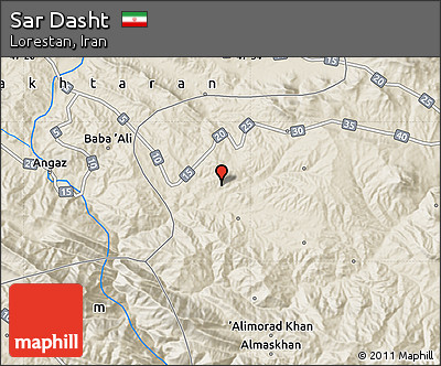 Shaded Relief Map of Sar Dasht