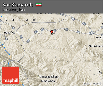 Shaded Relief Map of Sar Kamareh