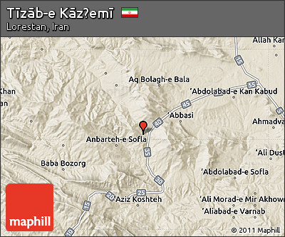 Shaded Relief Map of Tīzāb-e Kāz̧emī