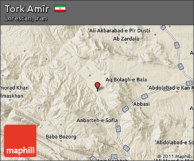 Shaded Relief Map of Tork Amīr