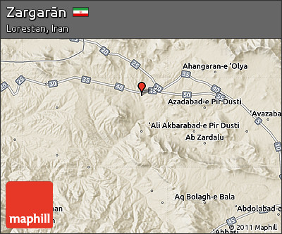 Shaded Relief Map of Zargarān