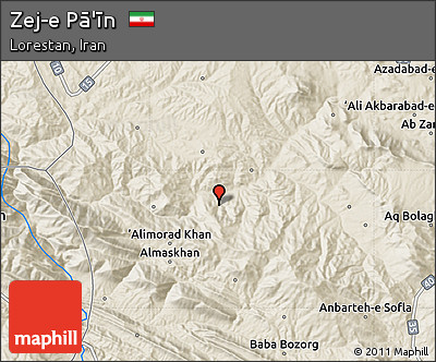 Shaded Relief Map of Zej-e Pā'īn
