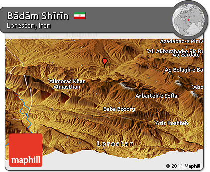 Physical Panoramic Map of Bādām Shīrīn
