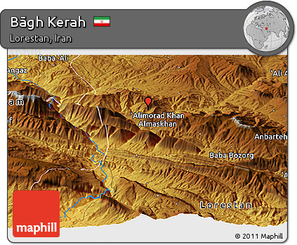 Physical Panoramic Map of Bāgh Kerah