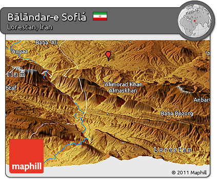 Physical Panoramic Map of Bālāndar-e Soflá