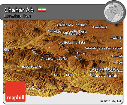 Physical Panoramic Map of Chahār Āb