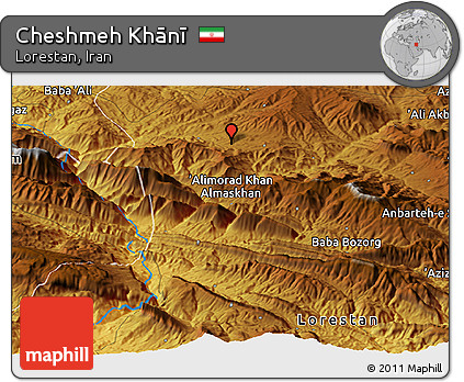 Physical Panoramic Map of Cheshmeh Khānī