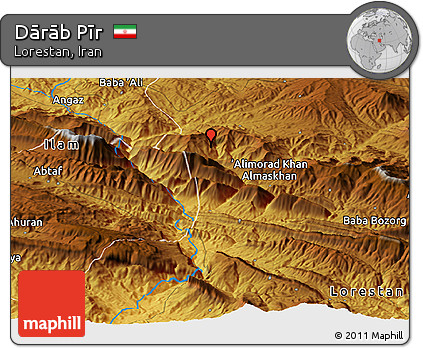 Physical Panoramic Map of Dārāb Pīr