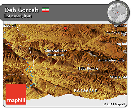 Physical Panoramic Map of Deh Gorzeh