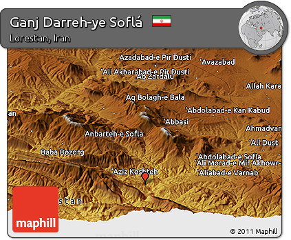 Physical Panoramic Map of Ganj Darreh-ye Soflá