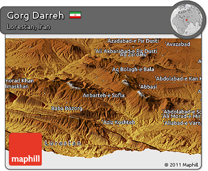 Physical Panoramic Map of Gorg Darreh