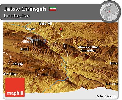 Physical Panoramic Map of Jelow Gīrāngeh