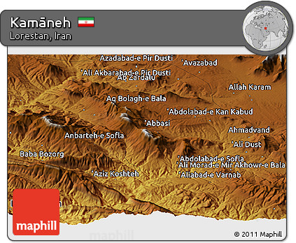 Physical Panoramic Map of Kamāneh