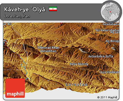 Physical Panoramic Map of Kāveh-ye `Olyā