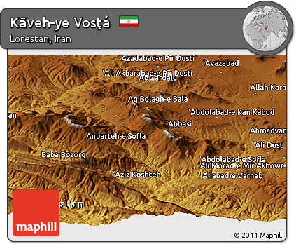 Physical Panoramic Map of Kāveh-ye Vosţá
