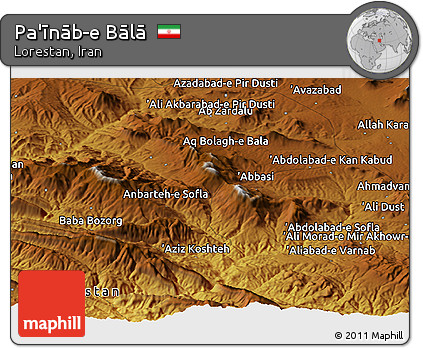 Physical Panoramic Map of Pa'īnāb-e Bālā