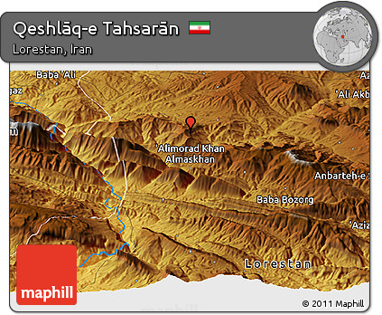 Physical Panoramic Map of Qeshlāq-e Tahsarān
