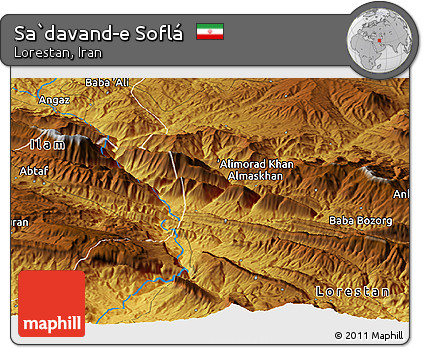 Physical Panoramic Map of Sa`davand-e Soflá