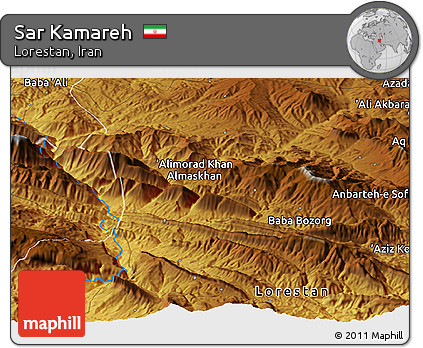 Physical Panoramic Map of Sar Kamareh