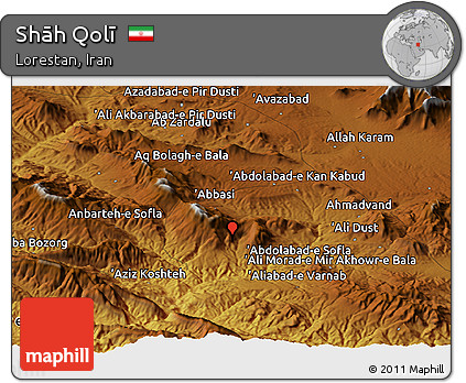 Physical Panoramic Map of Shāh Qolī