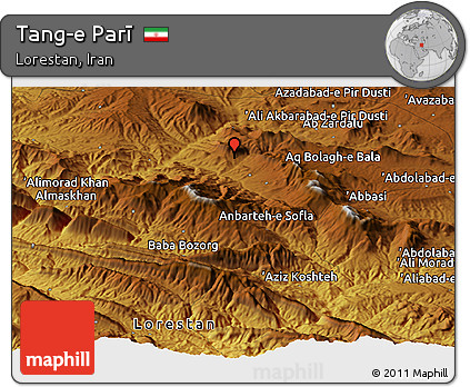 Physical Panoramic Map of Tang-e Parī