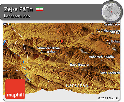 Physical Panoramic Map of Zej-e Pā'īn