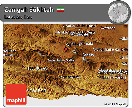 Physical Panoramic Map of Zemgah Sūkhteh