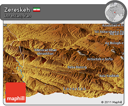 Physical Panoramic Map of Zereskeh