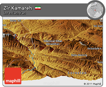 Physical Panoramic Map of Zīr Kamareh