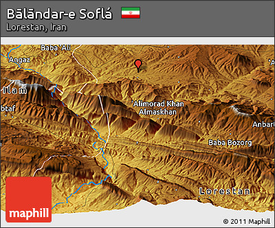 Physical Panoramic Map of Bālāndar-e Soflá