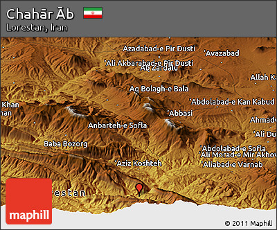 Physical Panoramic Map of Chahār Āb