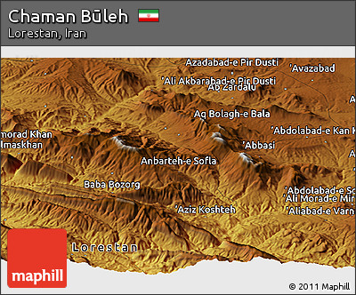 Physical Panoramic Map of Chaman Būleh
