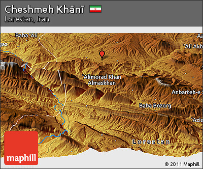 Physical Panoramic Map of Cheshmeh Khānī