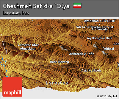 Physical Panoramic Map of Cheshmeh Sefīd-e `Olyā