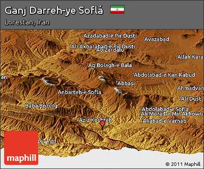 Physical Panoramic Map of Ganj Darreh-ye Soflá