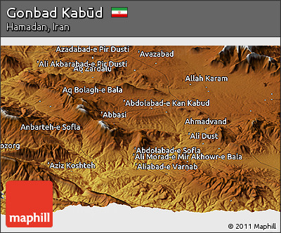 Physical Panoramic Map of Gonbad Kabūd