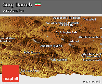 Physical Panoramic Map of Gorg Darreh