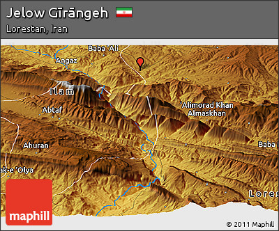 Physical Panoramic Map of Jelow Gīrāngeh
