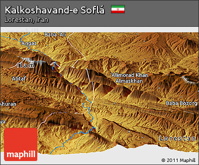 Physical Panoramic Map of Kalkoshavand-e Soflá